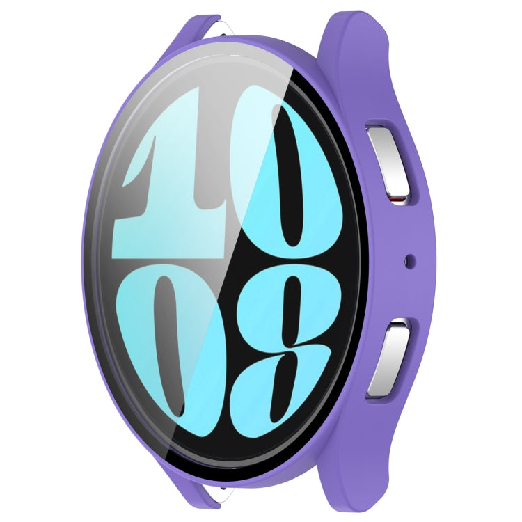 For Samsung Galaxy Watch6 40mm PC + Tempered Film Integrated Watch Protective Case(Purple) - Watch Cases by PMC TechLife | Online Shopping South Africa | PMC TechLife