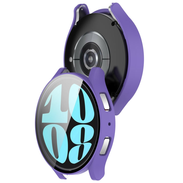 For Samsung Galaxy Watch6 40mm PC + Tempered Film Integrated Watch Protective Case(Purple) - Watch Cases by PMC TechLife | Online Shopping South Africa | PMC TechLife