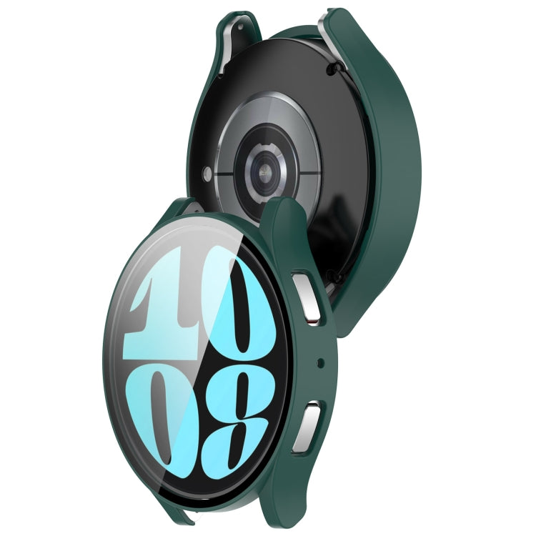 For Samsung Galaxy Watch6 40mm PC + Tempered Film Integrated Watch Protective Case(Green) - Watch Cases by PMC TechLife | Online Shopping South Africa | PMC TechLife
