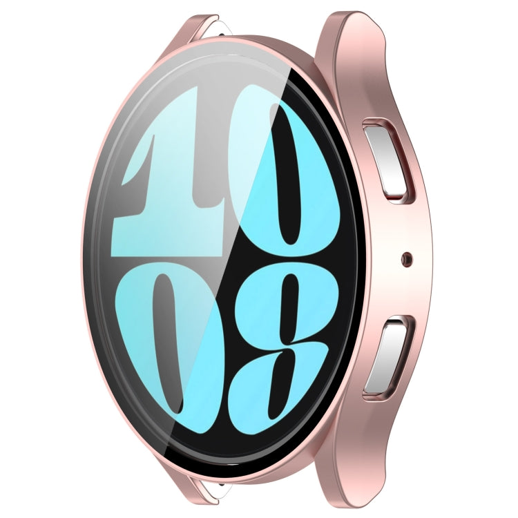 For Samsung Galaxy Watch6 44mm PC + Tempered Film Integrated Watch Protective Case(Rose Gold) - Watch Cases by PMC TechLife | Online Shopping South Africa | PMC TechLife