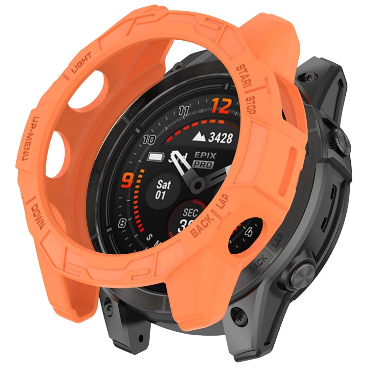 For Garmin Epix Pro 51mm / Fenix 7X / 7X Pro Armored TPU Half Wrapped Watch Protective Case(Orange) - Watch Cases by PMC TechLife | Online Shopping South Africa | PMC TechLife