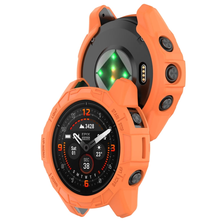 For Garmin Epix Pro 51mm / Fenix 7X / 7X Pro Armored TPU Half Wrapped Watch Protective Case(Orange) - Watch Cases by PMC TechLife | Online Shopping South Africa | PMC TechLife