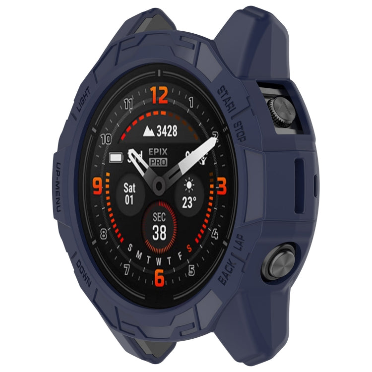 For Garmin Epix Pro 51mm / Fenix 7X / 7X Pro Armored TPU Half Wrapped Watch Protective Case(Blue) - Watch Cases by PMC TechLife | Online Shopping South Africa | PMC TechLife