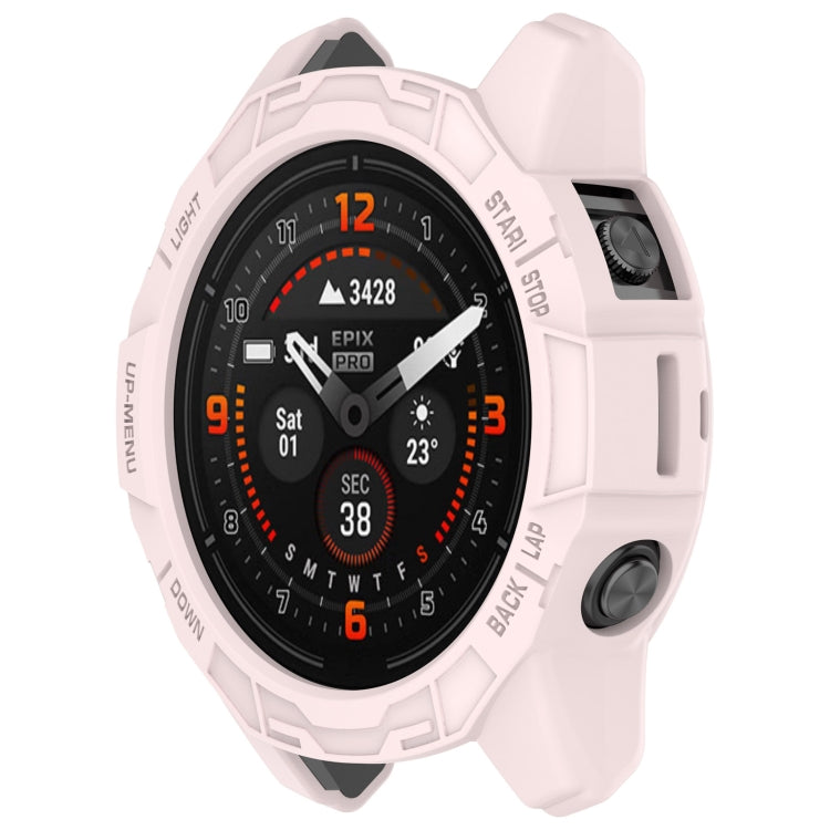 For Garmin Epix Pro 51mm / Fenix 7X / 7X Pro Armored TPU Half Wrapped Watch Protective Case(Pink) - Watch Cases by PMC TechLife | Online Shopping South Africa | PMC TechLife