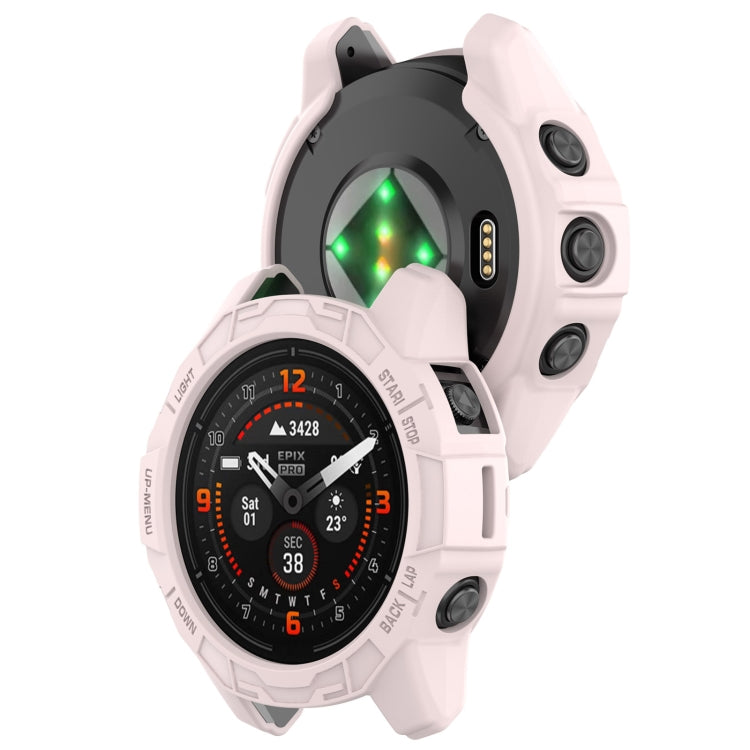 For Garmin Epix Pro 47mm / Fenix 7 / 7 Pro Armored TPU Half Wrapped Watch Protective Case(Pink) - Watch Cases by PMC TechLife | Online Shopping South Africa | PMC TechLife