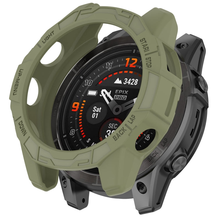 For Garmin Epix Pro / Epix Pro Gen 2 42mm / Fenix 7S / 7S Pro Armored TPU Half Wrapped Watch Protective Case(Green) - Watch Cases by PMC TechLife | Online Shopping South Africa | PMC TechLife | Buy Now Pay Later Mobicred