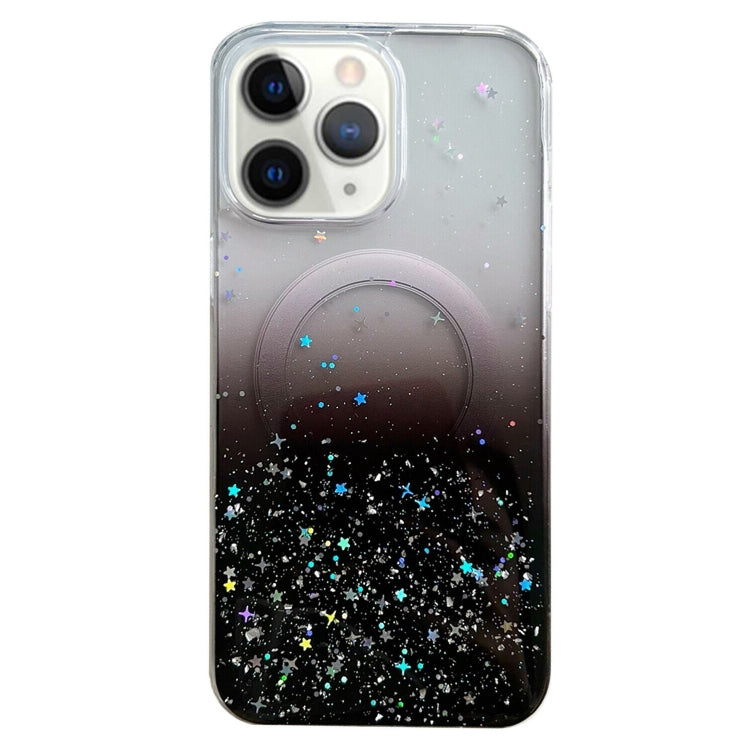For iPhone 11 Pro Max MagSafe Glitter Hybrid Clear TPU Phone Case(Black) - iPhone 11 Cases by PMC TechLife | Online Shopping South Africa | PMC TechLife