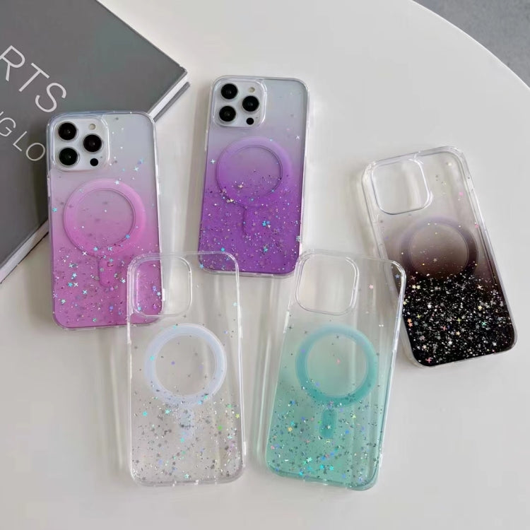 For iPhone 12 Glitter MagSafe Hybrid Clear TPU Phone Case(Green) - iPhone 12 / 12 Pro Cases by PMC TechLife | Online Shopping South Africa | PMC TechLife | Buy Now Pay Later Mobicred