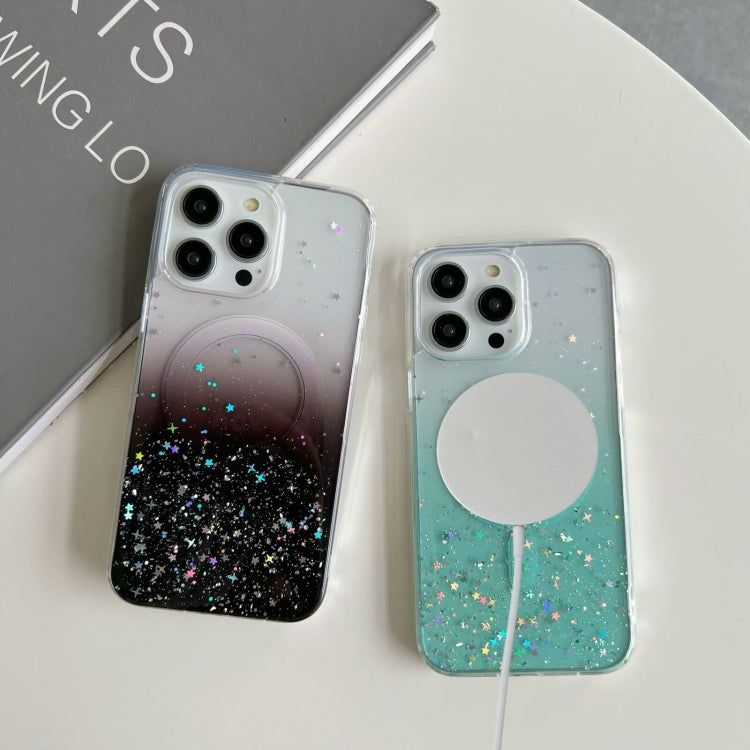 For iPhone 14 MagSafe Glitter Hybrid Clear TPU Phone Case(Black) - iPhone 14 Cases by PMC TechLife | Online Shopping South Africa | PMC TechLife