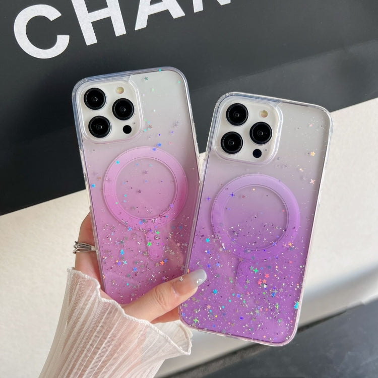 For iPhone 14 MagSafe Glitter Hybrid Clear TPU Phone Case(Black) - iPhone 14 Cases by PMC TechLife | Online Shopping South Africa | PMC TechLife