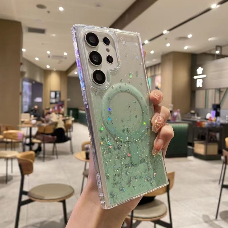 For Samsung Galaxy S22 Ultra 5G Magsafe Glitter TPU Phone Protective Case(Green) - Galaxy S22 Ultra 5G Cases by PMC TechLife | Online Shopping South Africa | PMC TechLife