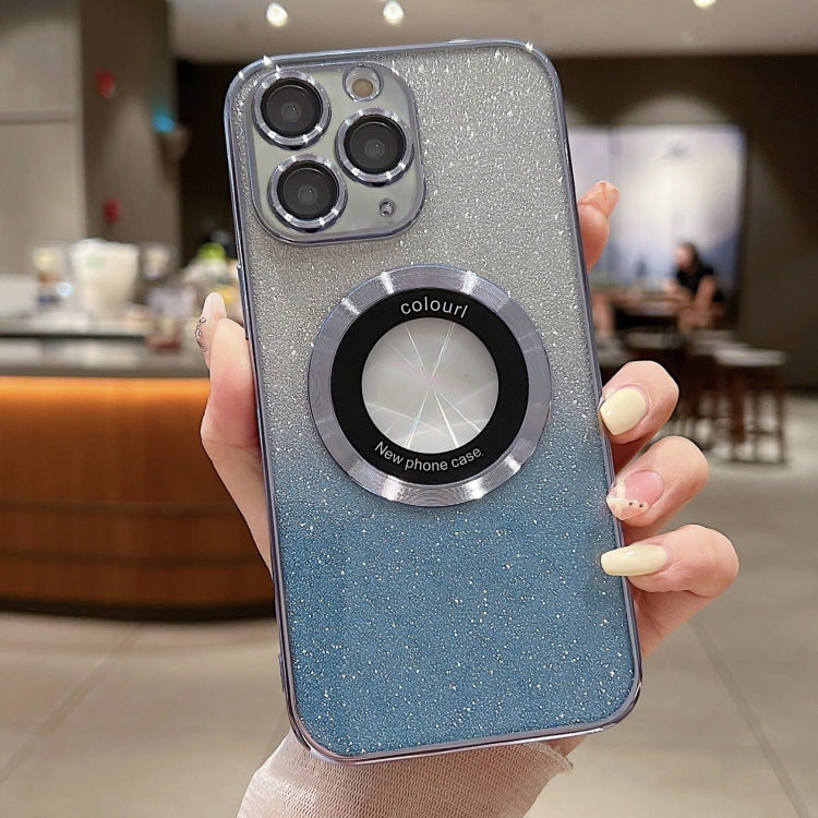 For iPhone 11 Pro MagSafe Gradient Glitter Electroplating TPU Phone Case(Blue) - iPhone 11 Pro Cases by PMC TechLife | Online Shopping South Africa | PMC TechLife