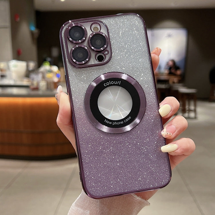 For iPhone 15 Pro MagSafe Gradient Glitter Electroplating TPU Phone Case(Purple) - iPhone 15 Pro Cases by PMC TechLife | Online Shopping South Africa | PMC TechLife