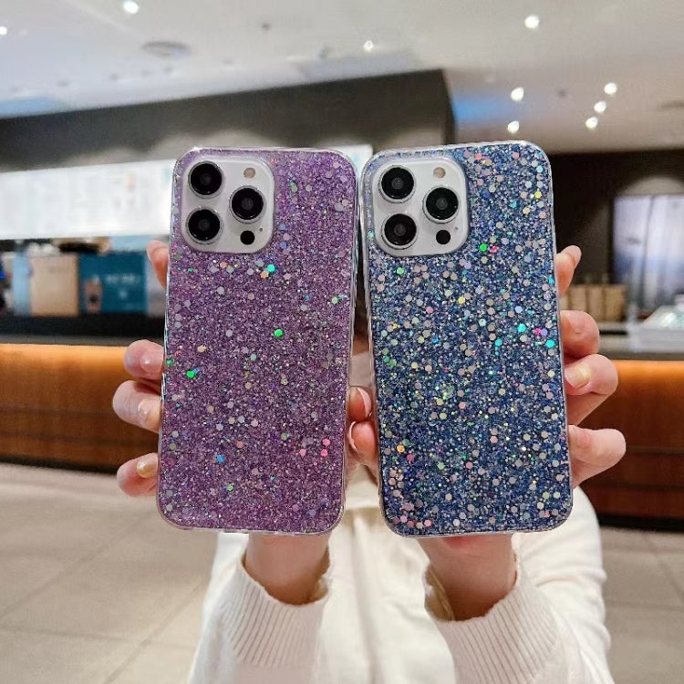 For iPhone 16e Glitter Sequins Epoxy TPU Phone Case(Blue) - iPhone 16e Cases by PMC TechLife | Online Shopping South Africa | PMC TechLife | Buy Now Pay Later Mobicred