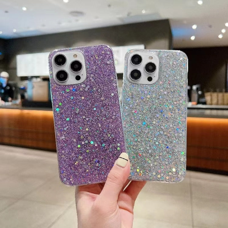 For iPhone 16e Glitter Sequins Epoxy TPU Phone Case(Silver) - iPhone 16e Cases by PMC TechLife | Online Shopping South Africa | PMC TechLife | Buy Now Pay Later Mobicred