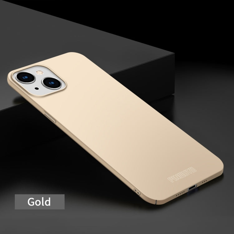 For iPhone 15 PINWUYO Micro-Frosted PC Ultra-thin Hard Phone Case with Magsafe Magnetic Ring(Gold) - free shipping - PMC TechLife - Order now!