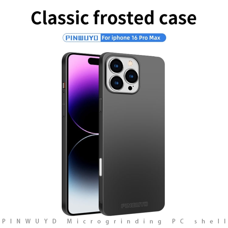For iPhone 16 Pro Max PINWUYO Micro-Frosted PC Ultra-thin Hard Phone Case with Magsafe Magnetic Ring(Black) - iPhone 16 Pro Max Cases by PINWUYO | Online Shopping South Africa | PMC TechLife | Buy Now Pay Later Mobicred