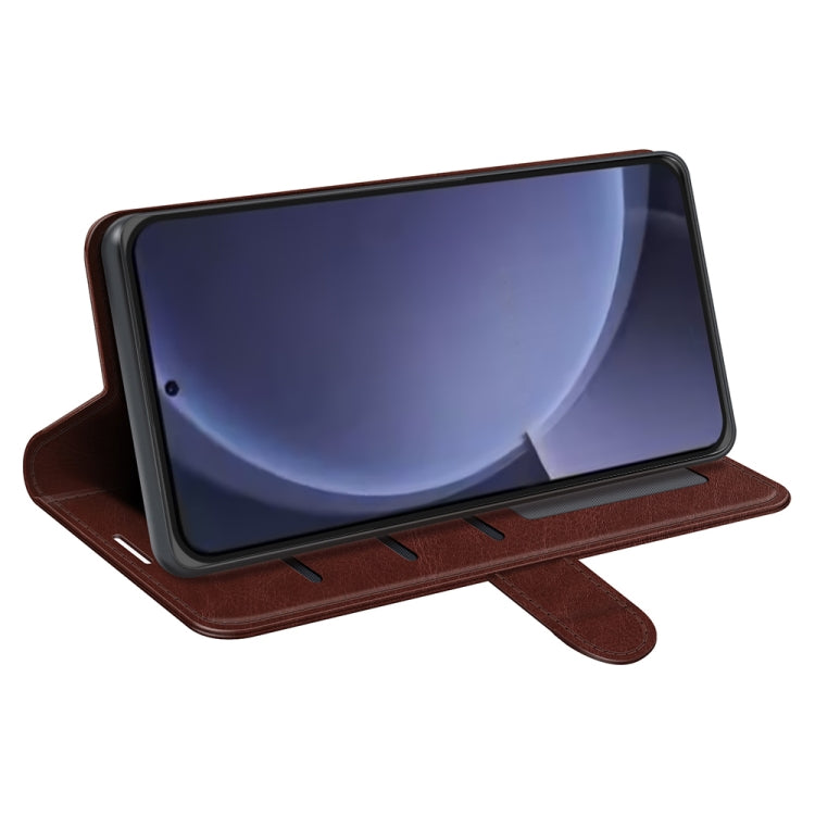 For Samsung Galaxy S25+ 5G R64 Texture Horizontal Flip Leather Phone Case(Brown) - Galaxy S25+ 5G Cases by PMC Jewellery | Online Shopping South Africa | PMC Jewellery | Buy Now Pay Later Mobicred