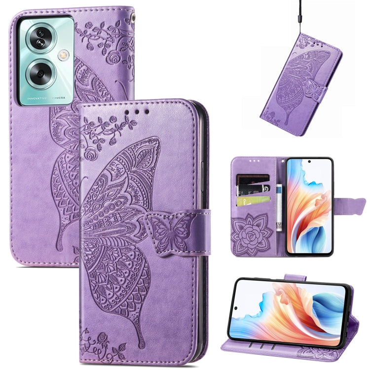 For OPPO A79 5G / A2 5G Butterfly Love Flower Embossed Leather Phone Case(Light Purple) - OPPO Cases by PMC TechLife | Online Shopping South Africa | PMC TechLife
