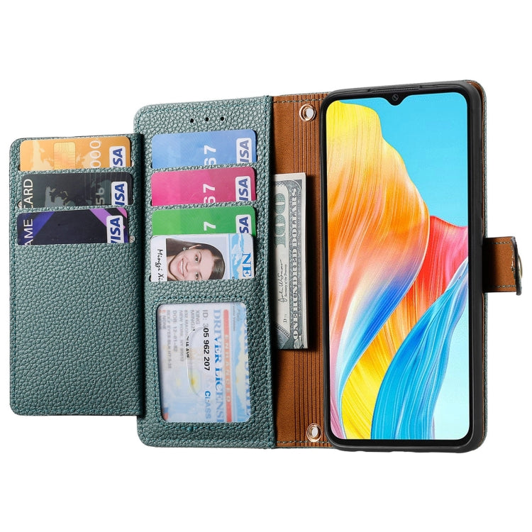 For OPPO A38 Love Zipper Lanyard Leather Phone Case(Green) - A38 Cases by PMC TechLife | Online Shopping South Africa | PMC TechLife | Buy Now Pay Later Mobicred
