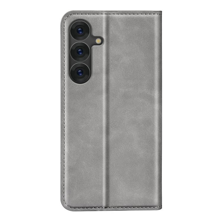For Samsung Galaxy S25 5G Retro-skin Magnetic Suction Leather Phone Case(Grey) - Galaxy S25 5G Cases by PMC Jewellery | Online Shopping South Africa | PMC Jewellery | Buy Now Pay Later Mobicred