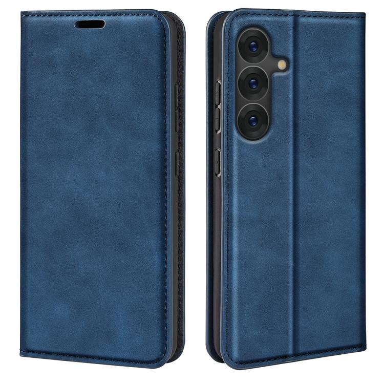 For Samsung Galaxy S25+ 5G Retro-skin Magnetic Suction Leather Phone Case(Dark Blue) - free shipping - PMC Jewellery - Order now!