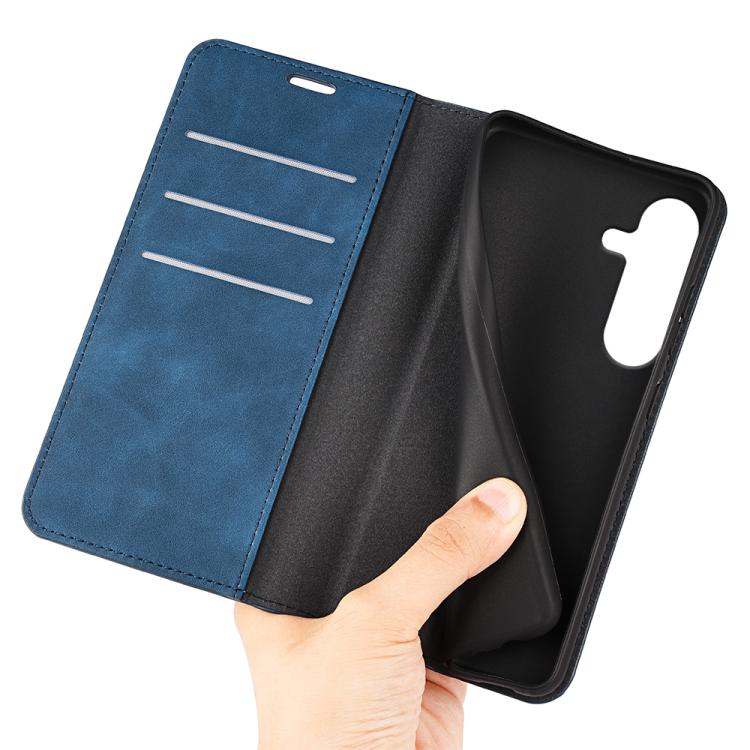 For Samsung Galaxy S25+ 5G Retro-skin Magnetic Suction Leather Phone Case(Dark Blue) - free shipping - PMC Jewellery - Order now!