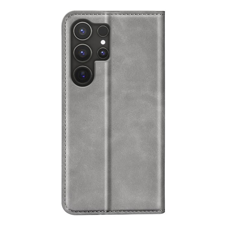 For Samsung Galaxy S25 Ultra 5G Retro-skin Magnetic Suction Leather Phone Case(Grey) - Galaxy S25 Ultra 5G Cases by PMC Jewellery | Online Shopping South Africa | PMC Jewellery | Buy Now Pay Later Mobicred