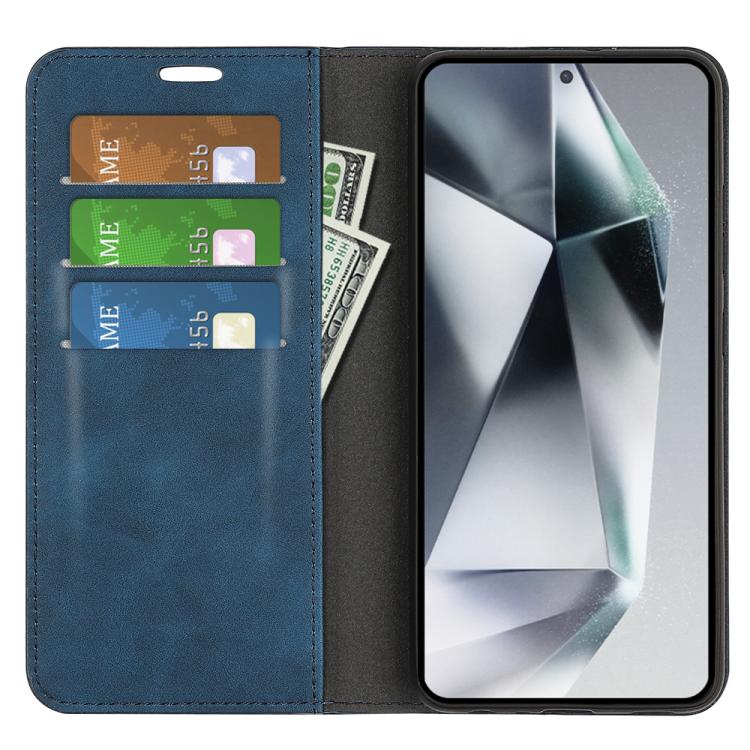 For Samsung Galaxy S25 Ultra 5G Retro-skin Magnetic Suction Leather Phone Case(Dark Blue) - Galaxy S25 Ultra 5G Cases by PMC Jewellery | Online Shopping South Africa | PMC Jewellery | Buy Now Pay Later Mobicred