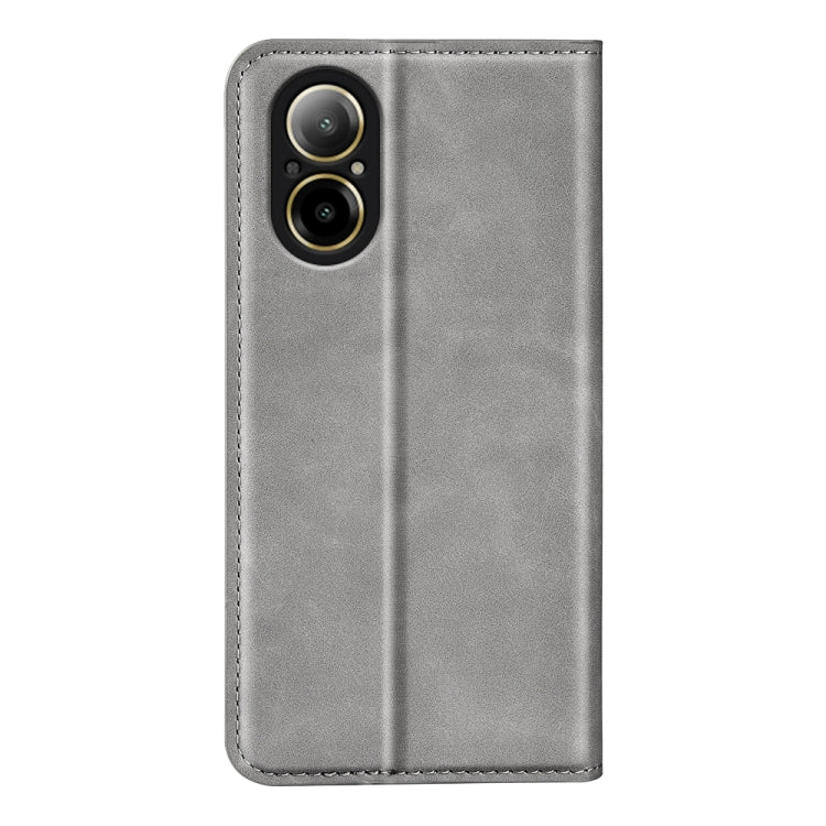 For Realme C67 4G Retro-skin Magnetic Suction Leather Phone Case(Grey) - C67 Cases by PMC TechLife | Online Shopping South Africa | PMC TechLife | Buy Now Pay Later Mobicred