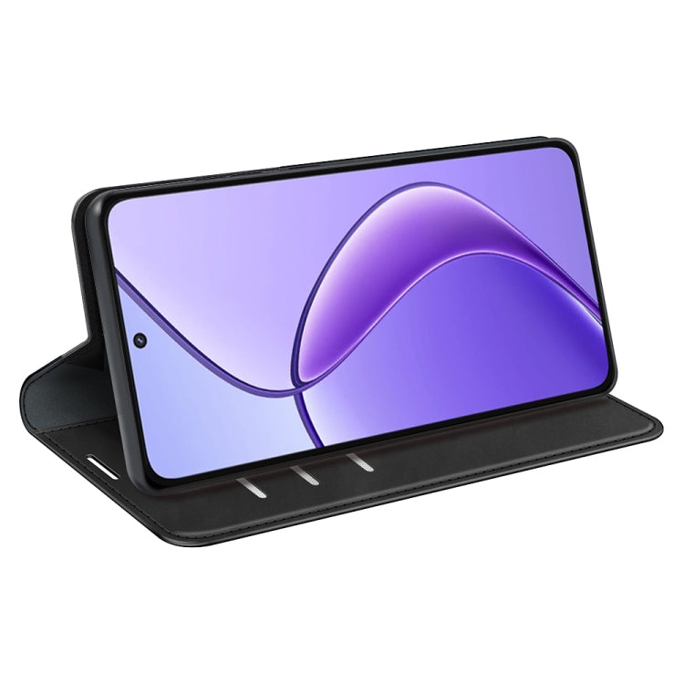 For Realme 12 5G Retro-skin Magnetic Suction Leather Phone Case(Black) - Realme Cases by PMC TechLife | Online Shopping South Africa | PMC TechLife | Buy Now Pay Later Mobicred