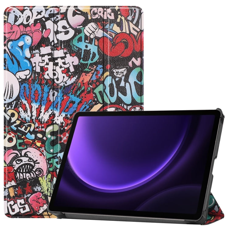 For Samsung Galaxy Tab S9 FE 10.9 JUNSUNMAY Custer Painted 3-Fold Stand Leather Smart Tablet Case(Graffiti) - free shipping - PMC Jewellery - Order now!