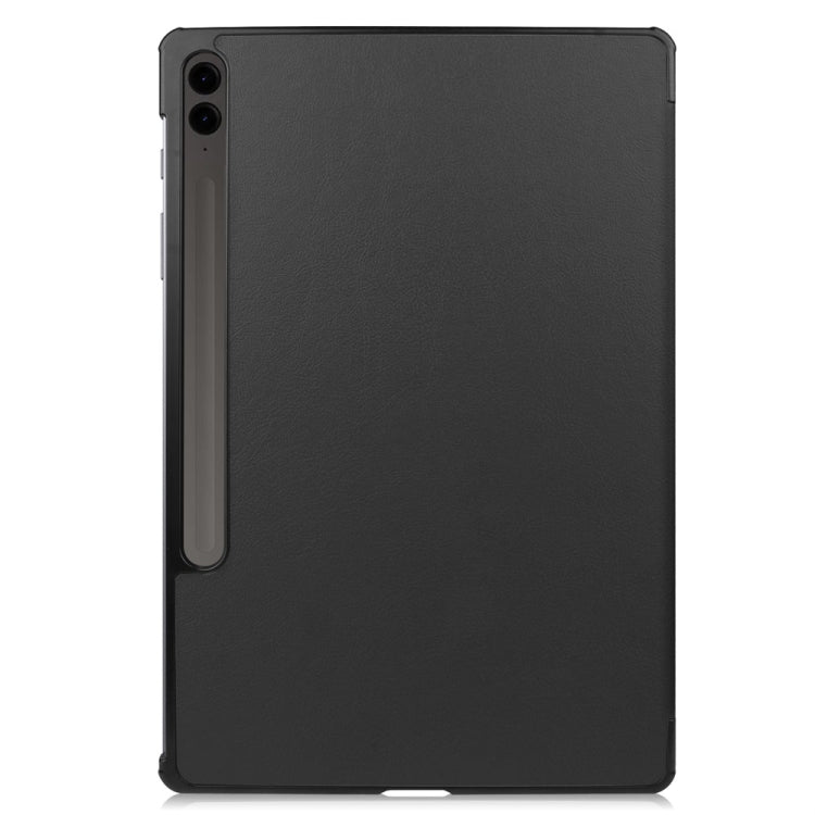 For Samsung Galaxy Tab S9 FE+ 12.4 JUNSUNMAY Custer Solid Color 3-Fold Stand Leather Smart Tablet Case(Black) - Galaxy Tab S9 FE+ by JUNSUNMAY | Online Shopping South Africa | PMC TechLife | Buy Now Pay Later Mobicred