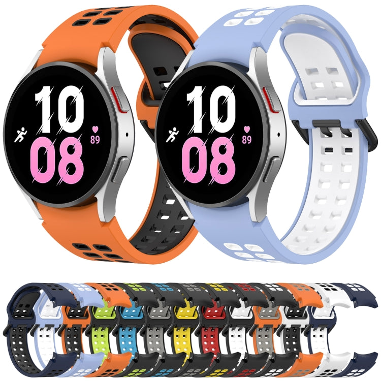 For Samsung Galaxy Watch 4 40mm Two-Color Breathable Silicone Watch Band(Black + Yellow) - Watch Bands by PMC TechLife | Online Shopping South Africa | PMC TechLife