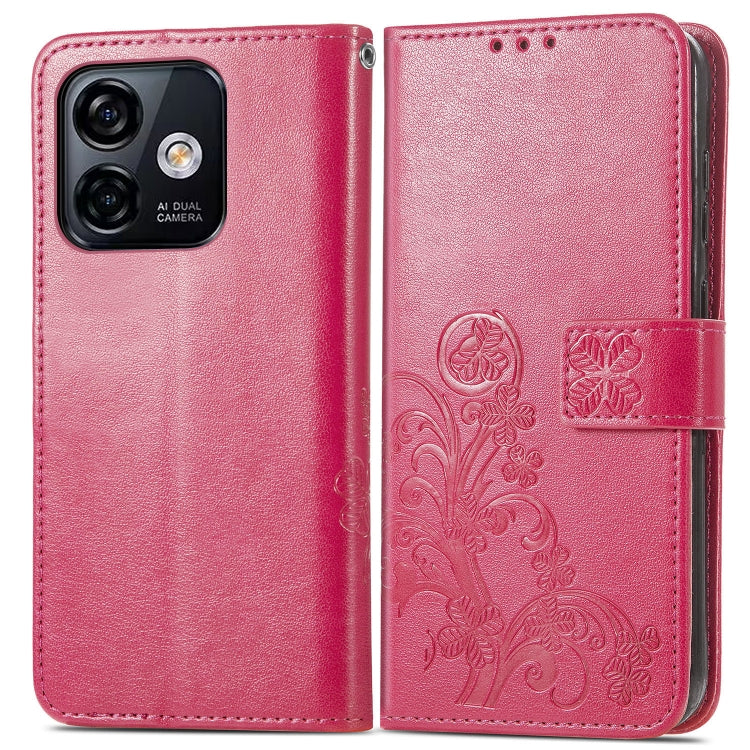 For Ulefone Note 16 Pro Four-leaf Clasp Embossed Buckle Leather Phone Case(Magent) - Ulefone Cases by PMC TechLife | Online Shopping South Africa | PMC TechLife | Buy Now Pay Later Mobicred