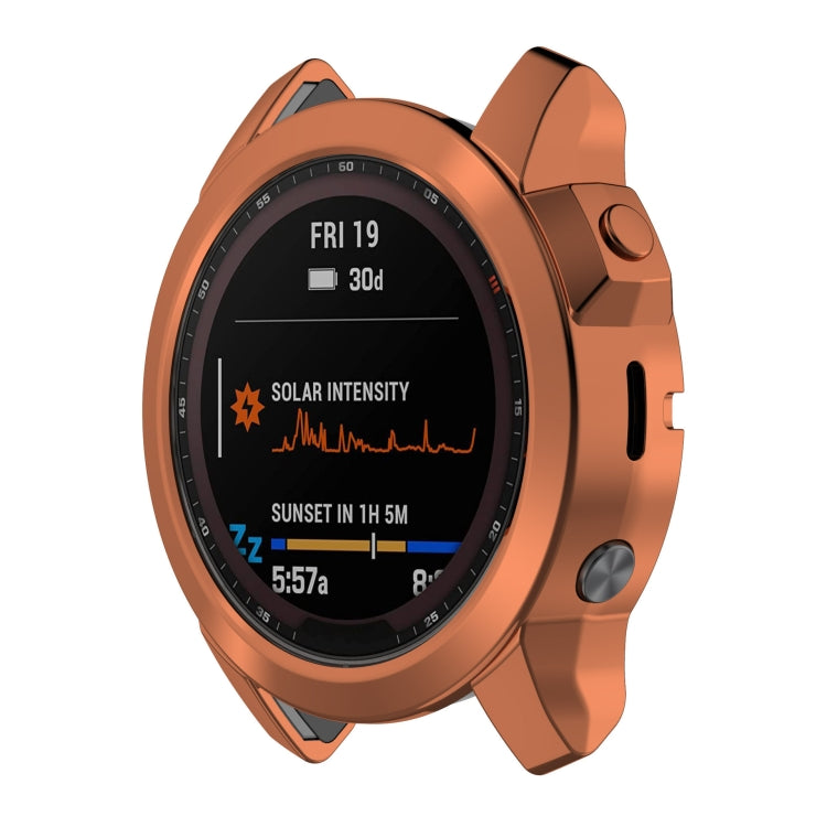For Garmin Fenix 7X Pro Half Package Electroplated TPU Watch Protective Case(Gold) - Watch Cases by PMC TechLife | Online Shopping South Africa | PMC TechLife