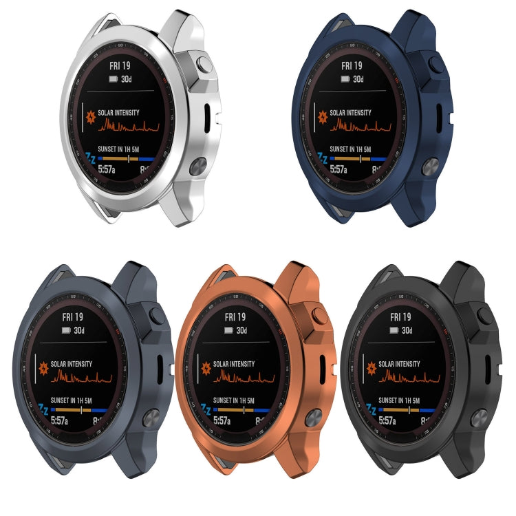 For Garmin Fenix 7X Pro Half Package Electroplated TPU Watch Protective Case(Sliver) - Watch Cases by PMC TechLife | Online Shopping South Africa | PMC TechLife