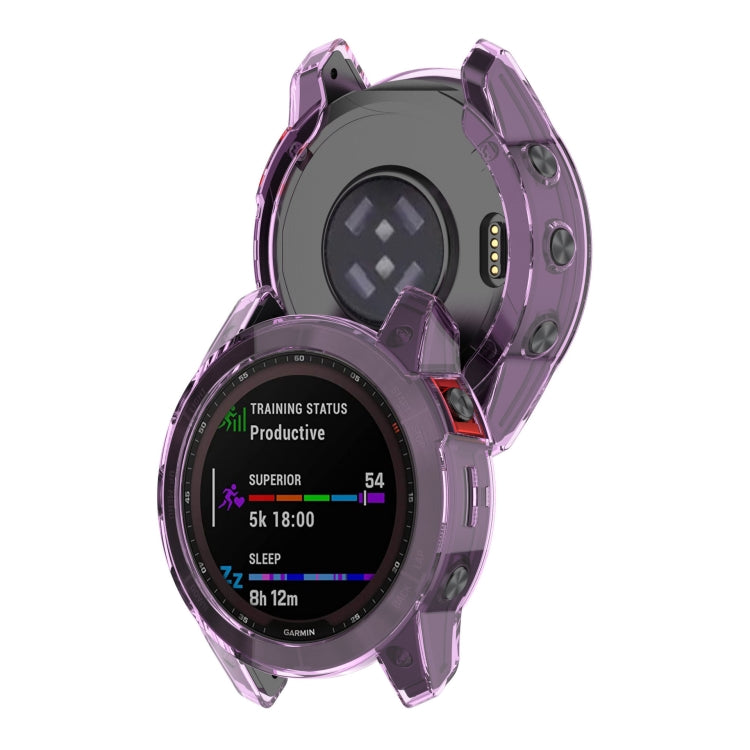 For Garmin Fenix 7X Pro Half-Package TPU Watch Protective Case(Transparent Purple) - Watch Cases by PMC TechLife | Online Shopping South Africa | PMC TechLife | Buy Now Pay Later Mobicred