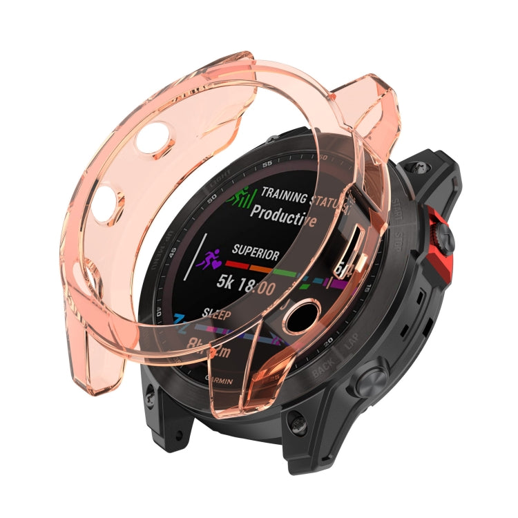 For Garmin Fenix 7 Pro Half-Package TPU Watch Protective Case(Transparent Orange) - Watch Cases by PMC TechLife | Online Shopping South Africa | PMC TechLife | Buy Now Pay Later Mobicred