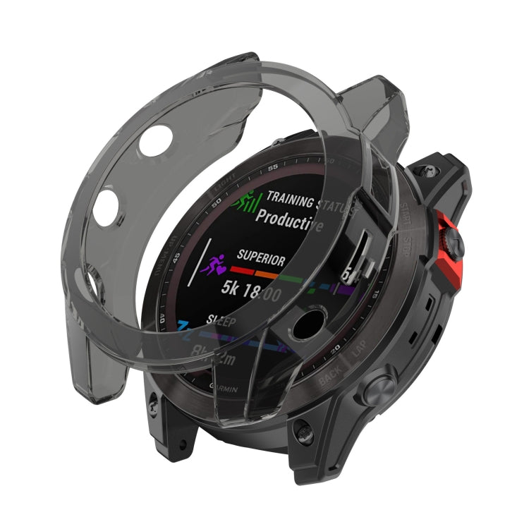 For Garmin Epix Pro 47mm Half-Package TPU Watch Protective Case(Transparent Black) - Watch Cases by PMC TechLife | Online Shopping South Africa | PMC TechLife | Buy Now Pay Later Mobicred