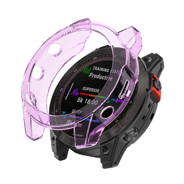 For Garmin Epix Pro 51mm Half-Package TPU Watch Protective Case(Transparent Purple) - Watch Cases by PMC TechLife | Online Shopping South Africa | PMC TechLife | Buy Now Pay Later Mobicred