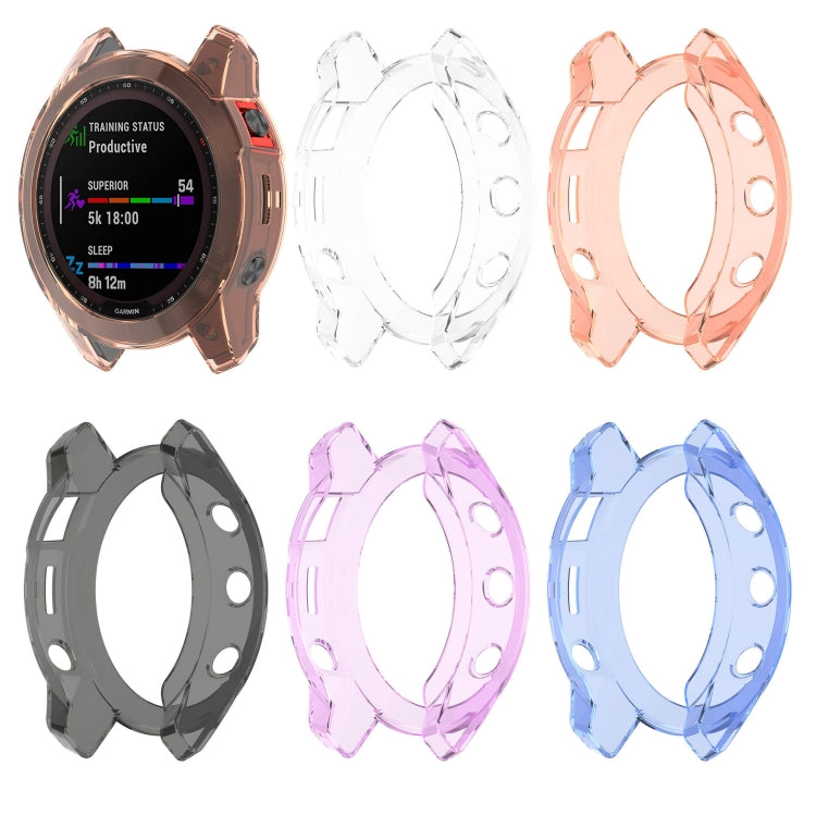 For Garmin Fenix 7S Pro Half-Package TPU Watch Protective Case(Transparent Purple) - Watch Cases by PMC TechLife | Online Shopping South Africa | PMC TechLife | Buy Now Pay Later Mobicred