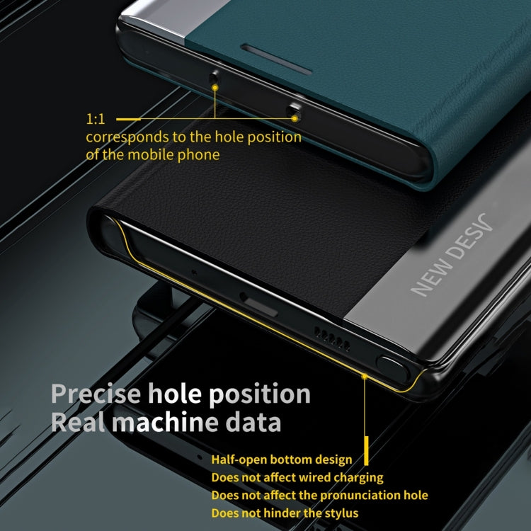 For iPhone 16 Plus Side Electroplated Adsorption Leather Phone Case(Green) - iPhone 16 Plus Cases by PMC TechLife | Online Shopping South Africa | PMC TechLife | Buy Now Pay Later Mobicred