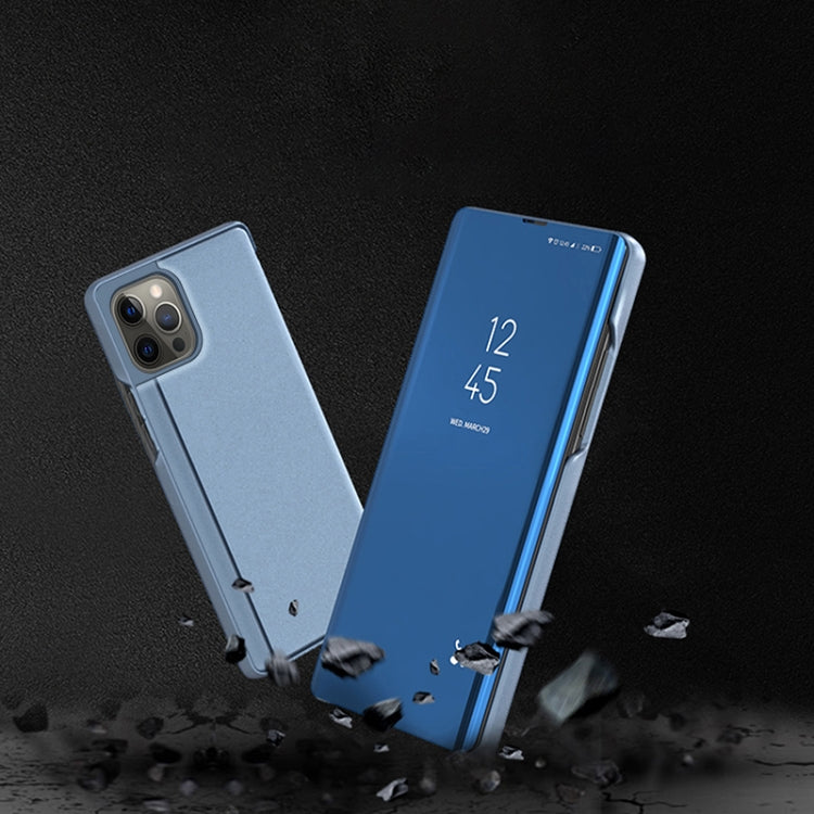 For iPhone 16 Plated Mirror Horizontal Flip Leather Phone Case with Holder(Silver) - iPhone 16 Cases by PMC TechLife | Online Shopping South Africa | PMC TechLife | Buy Now Pay Later Mobicred