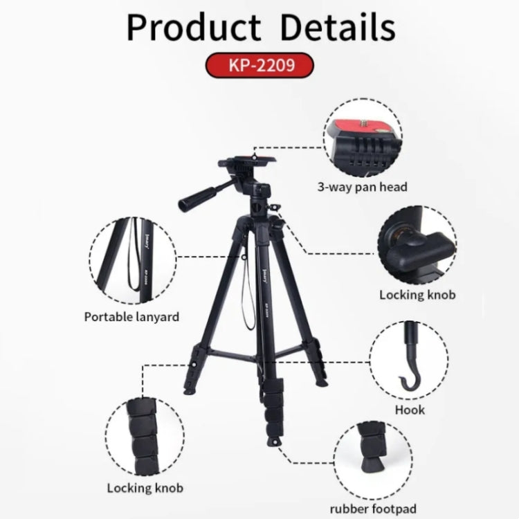 JMARY KP2209 Horizontal Extension Rod Cell Phone Camera Folding Tripod Stand - free shipping - PMC TechLife - Order now!