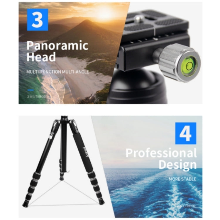 JMARY KT255+NB36 Aluminum Alloy Outdoor Shooting Tripod Detachable SLR Camera Tripod - free shipping - PMC TechLife - Order now!