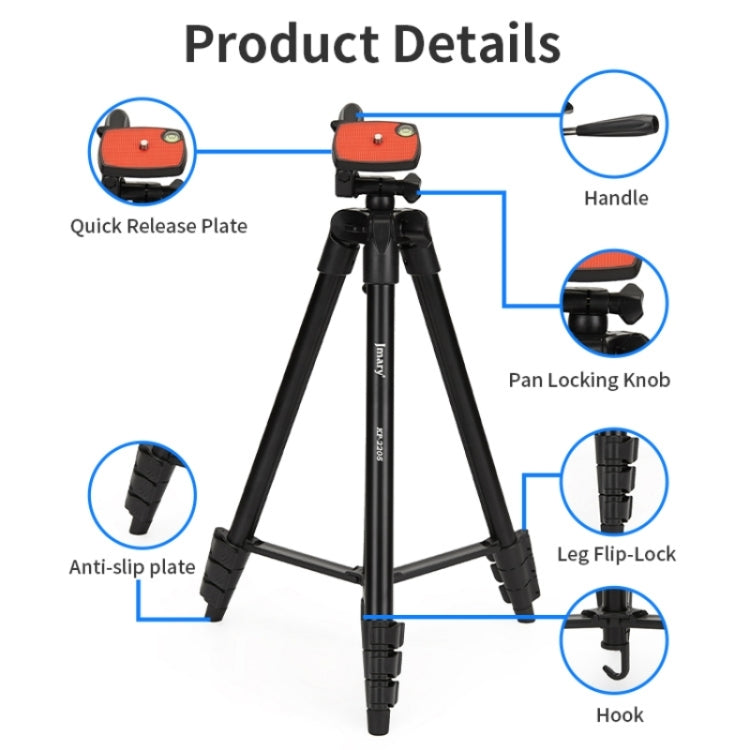 JMARY KP2205 Travel Tripod Mobile Phone Holder Telescopic Camera Mount Tripod Stand - Tripods by Jmary | Online Shopping South Africa | PMC TechLife | Buy Now Pay Later Mobicred