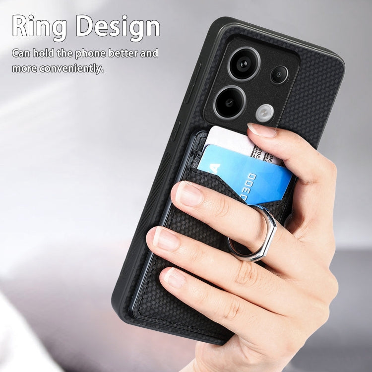 For Xiaomi Redmi Note 13 Pro+ Carbon Fiber Card Wallet Ring Holder Phone Case(Black) - Note 13 Pro+ Cases by PMC TechLife | Online Shopping South Africa | PMC TechLife | Buy Now Pay Later Mobicred