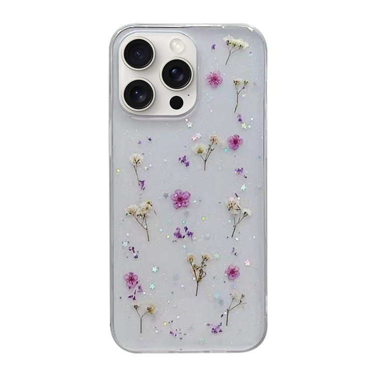 For iPhone 16 Pro Gypsophila Flowers Pattern TPU Protective Phone Case(Purple) - iPhone 16 Pro Cases by PMC TechLife | Online Shopping South Africa | PMC TechLife | Buy Now Pay Later Mobicred