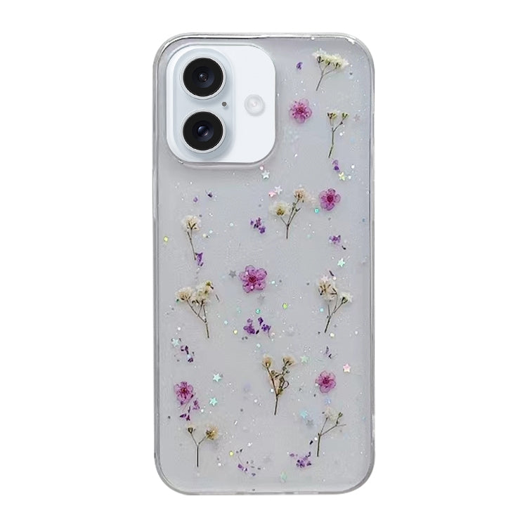 For iPhone 16 Plus Gypsophila Flowers Pattern TPU Protective Phone Case(Purple) - iPhone 16 Plus Cases by PMC TechLife | Online Shopping South Africa | PMC TechLife | Buy Now Pay Later Mobicred